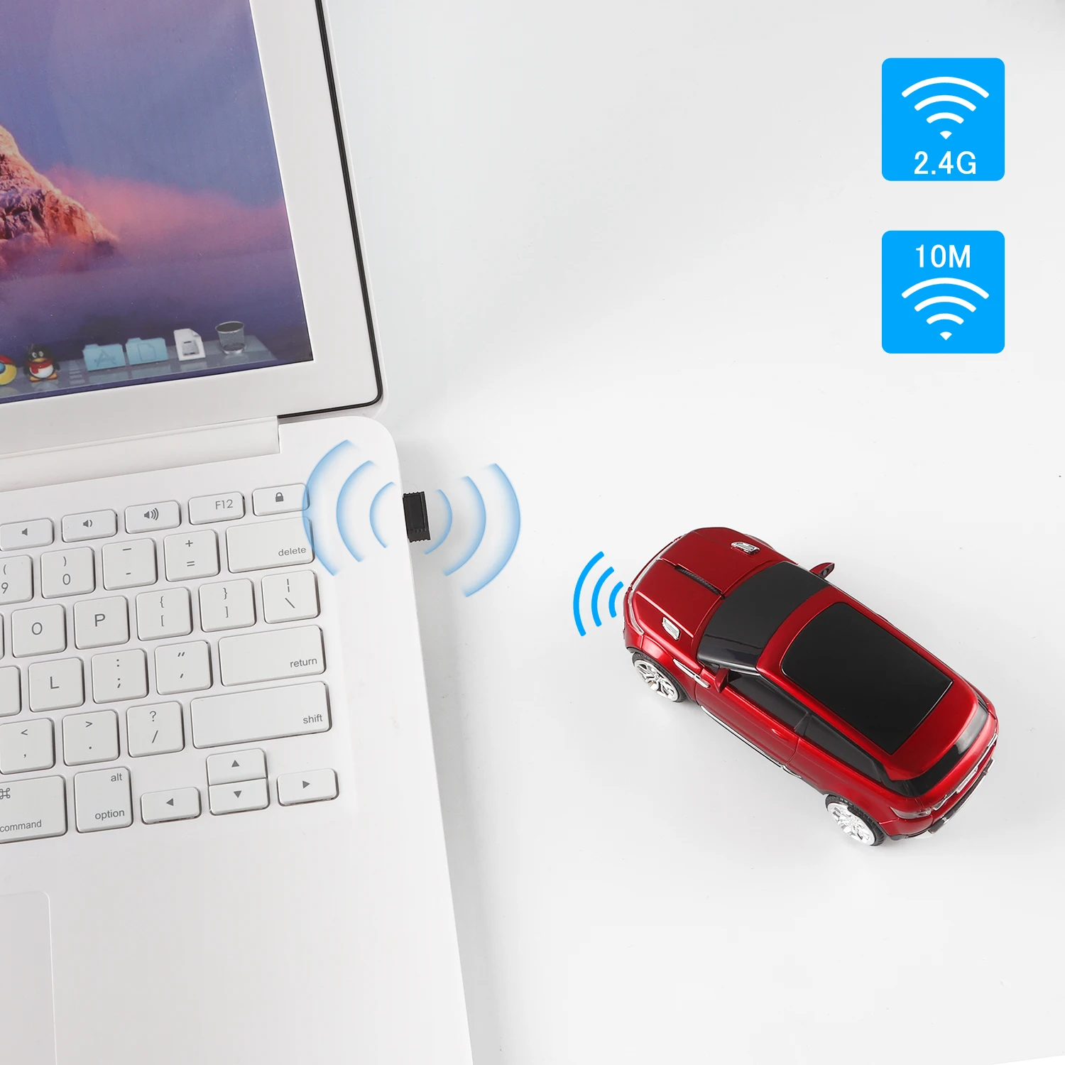 CHUYI-ratón inalámbrico de 2,4G para ordenador portátil, periférico óptico con USB, 1600 DPI, ideal para jugadores de coche deportivo, SUV, regalo