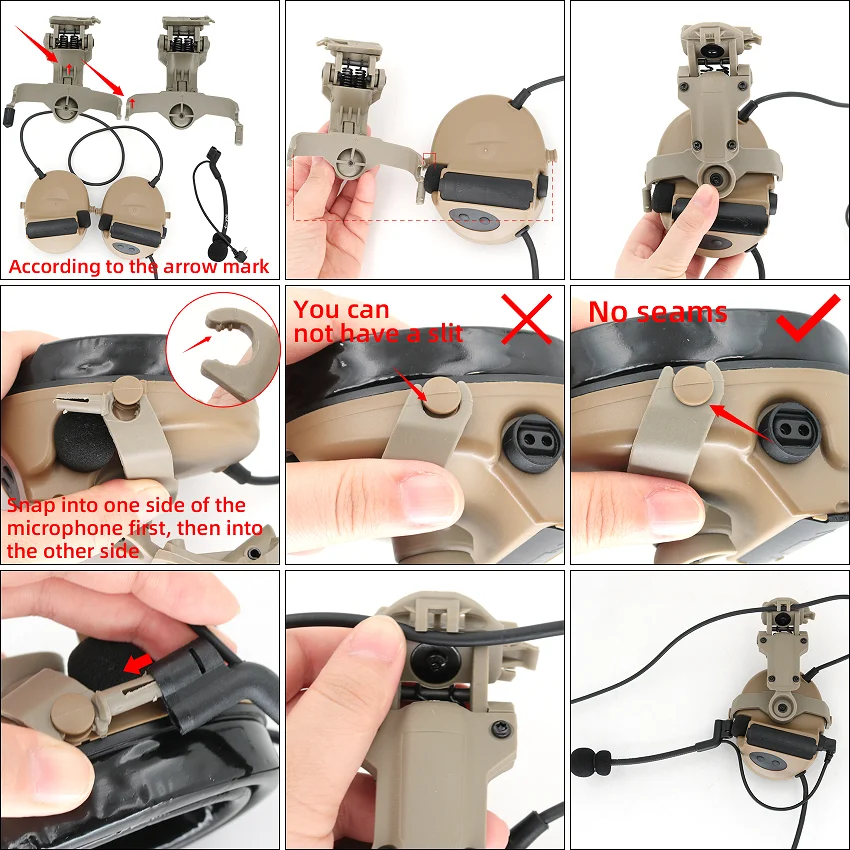 TAC-SKY หมวกกันน็อคยุทธวิธี Ops Core ARC Rail Adapter หมวกนิรภัย Mount เหมาะสําหรับยุทธวิธี COMTAC II COMTAC III ยิงชุดหูฟัง DE