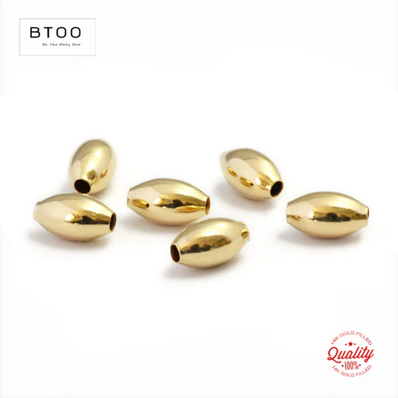 100% 14K Gold Filled Oval Beads 5MM/6MM Gold Beads for Jewelry Making Handmde DIY Accessories Gold Jewelry Findings