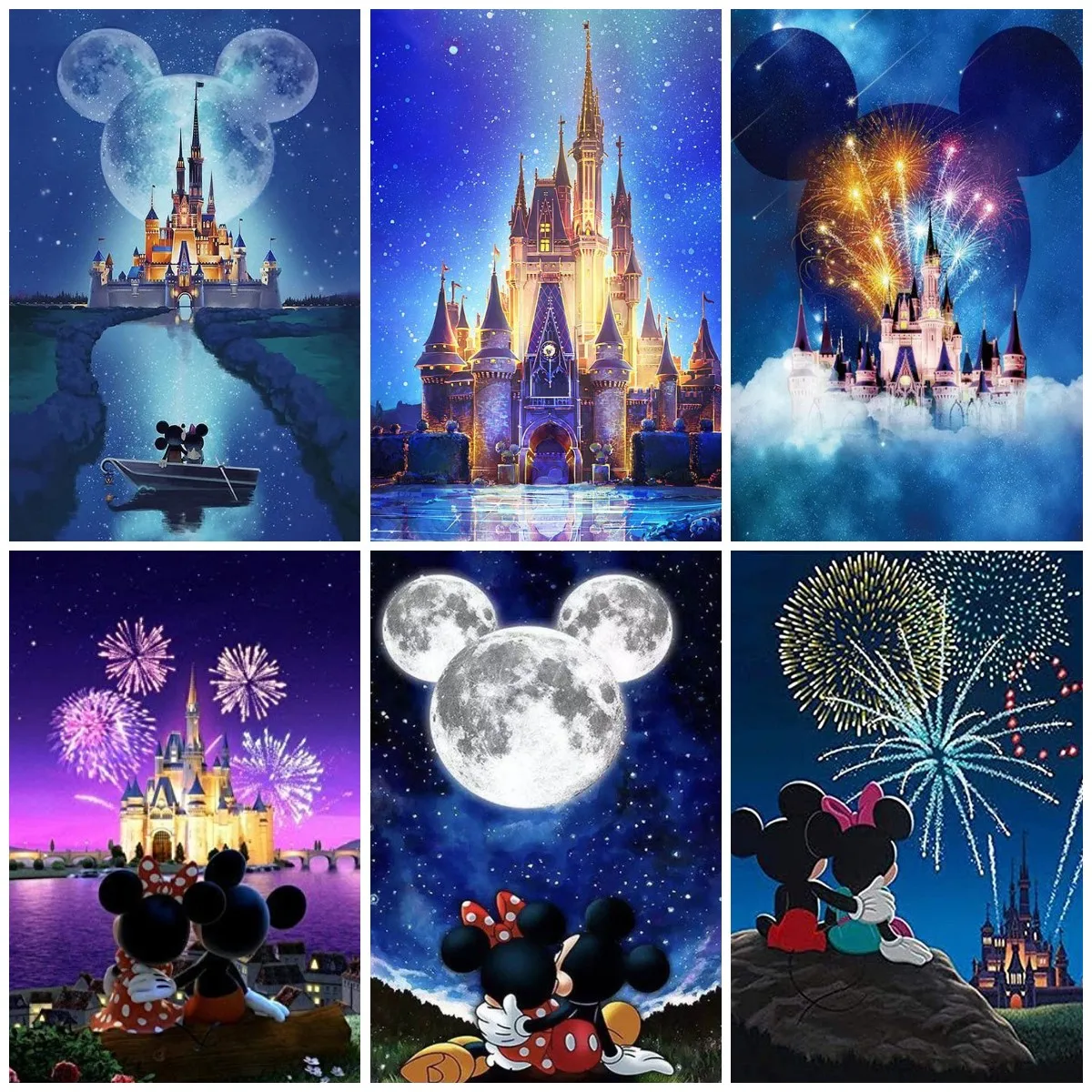 Disney Cartoon Mickey Disney Castle Princess 5D Diamond Painting Cross Stitch Embroidery Mosaic Wall Decor Round Dill Child Gift