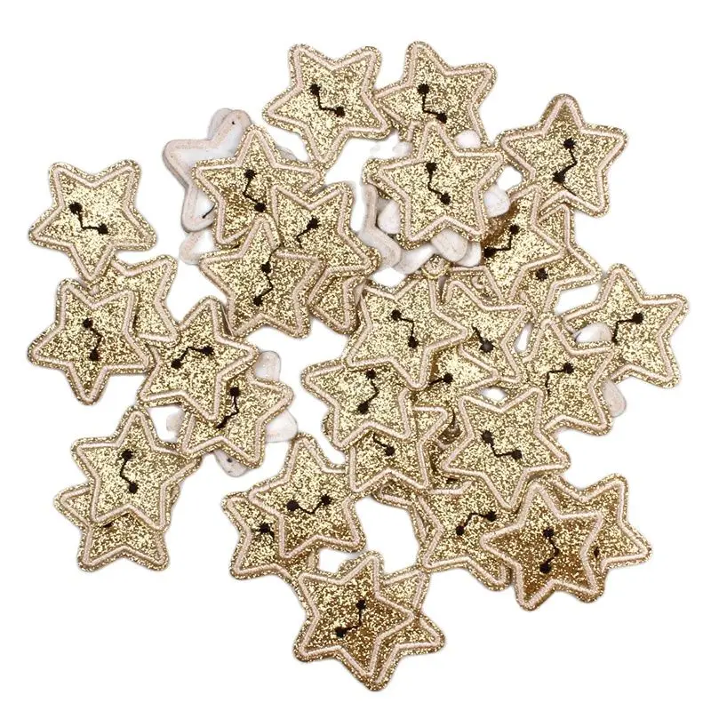 10pcs/lot Glitter Gold Star Patches Iron On Cartoon Stickers for T-Shirts Jeans Decoration