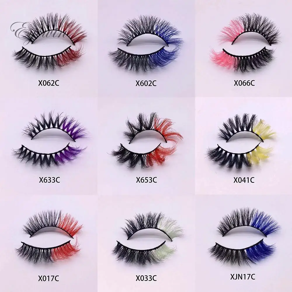 3D Mix Color False Lashes Ombre Natural Long Colorful Eyelashes Bulk Dramatic Makeup Fake Lash Party Colored Lashes Halloween