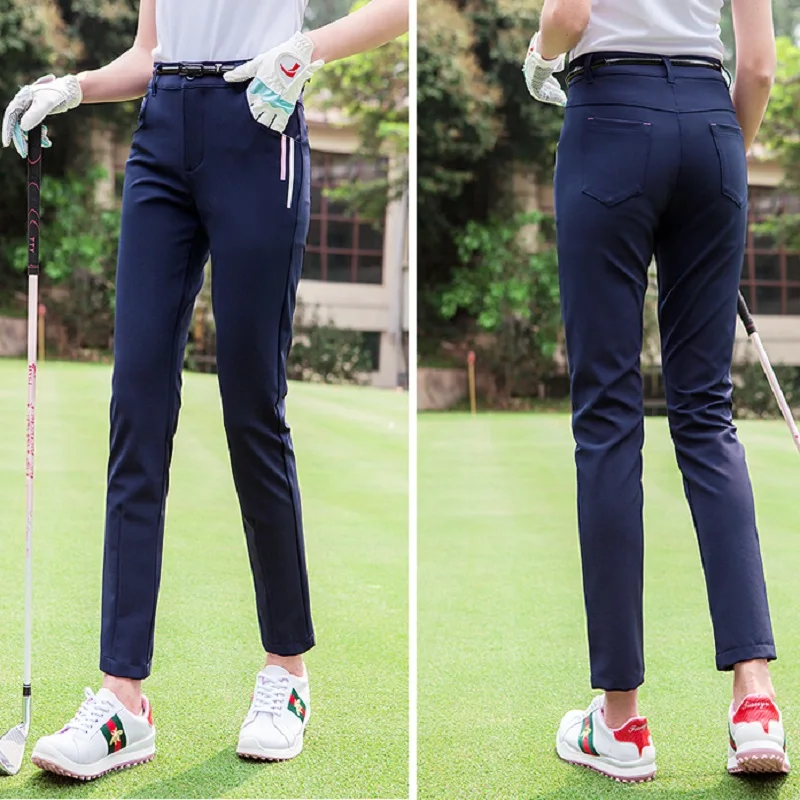 Send Belt! Summer Golf Clothes Women Trousers Elastic Pants Thin Slim Pants Lady Breathable Sportswear Leisure Tennis Long Pants