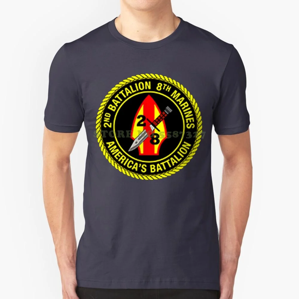 T Shirt Summer Famous Clothing 2nd Battalion 8th Marines Usmc Marine Corp Wwii Black Short Sleeve Shirt