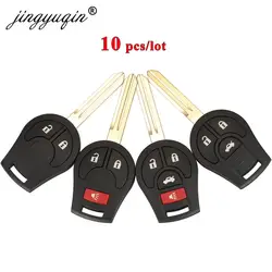 Jingyuqin 10 sztuk 2/3/4 przyciski etui na kluczyki do samochodu dla NISSAN Juke marca Qashqai Sunny Sylphy Tiida x-trail Cube S SL Rogue