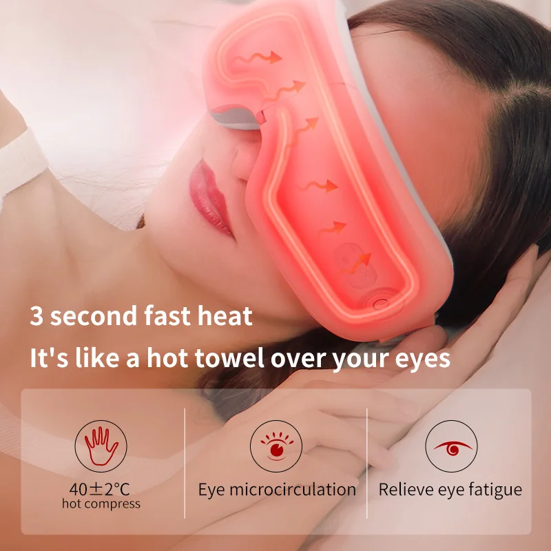 KLASVSA Foldable Eye Massager Hot Compression Air Pressure Instrument Vibrator Heating Bluetooth Glasses Massage Relaxtion