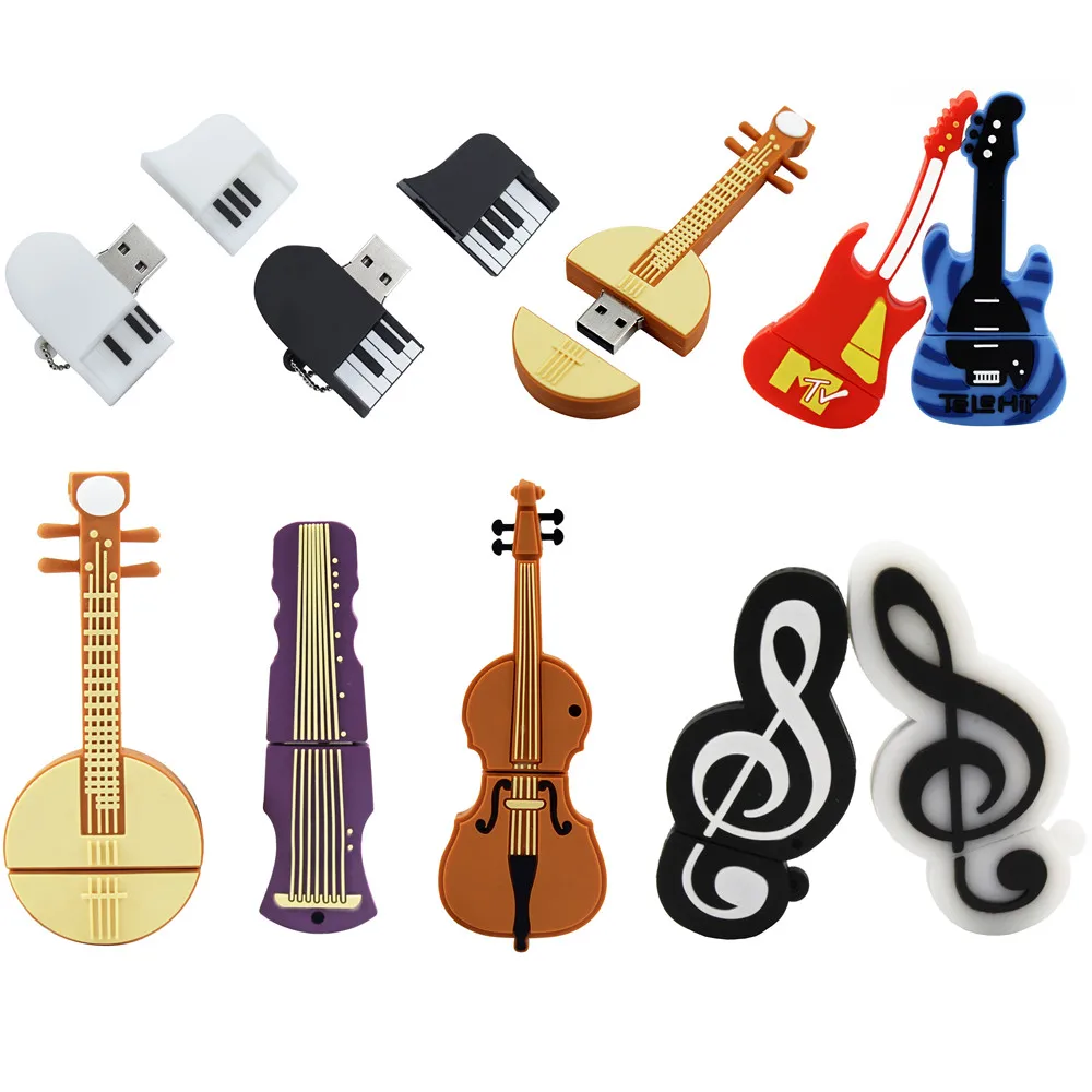 

11 Styles Musical Instruments Model USB Memory Pendrive 32GB 64GB cle USB Flash Drives Microphone/Violin/Piano/Guitar USB Stick