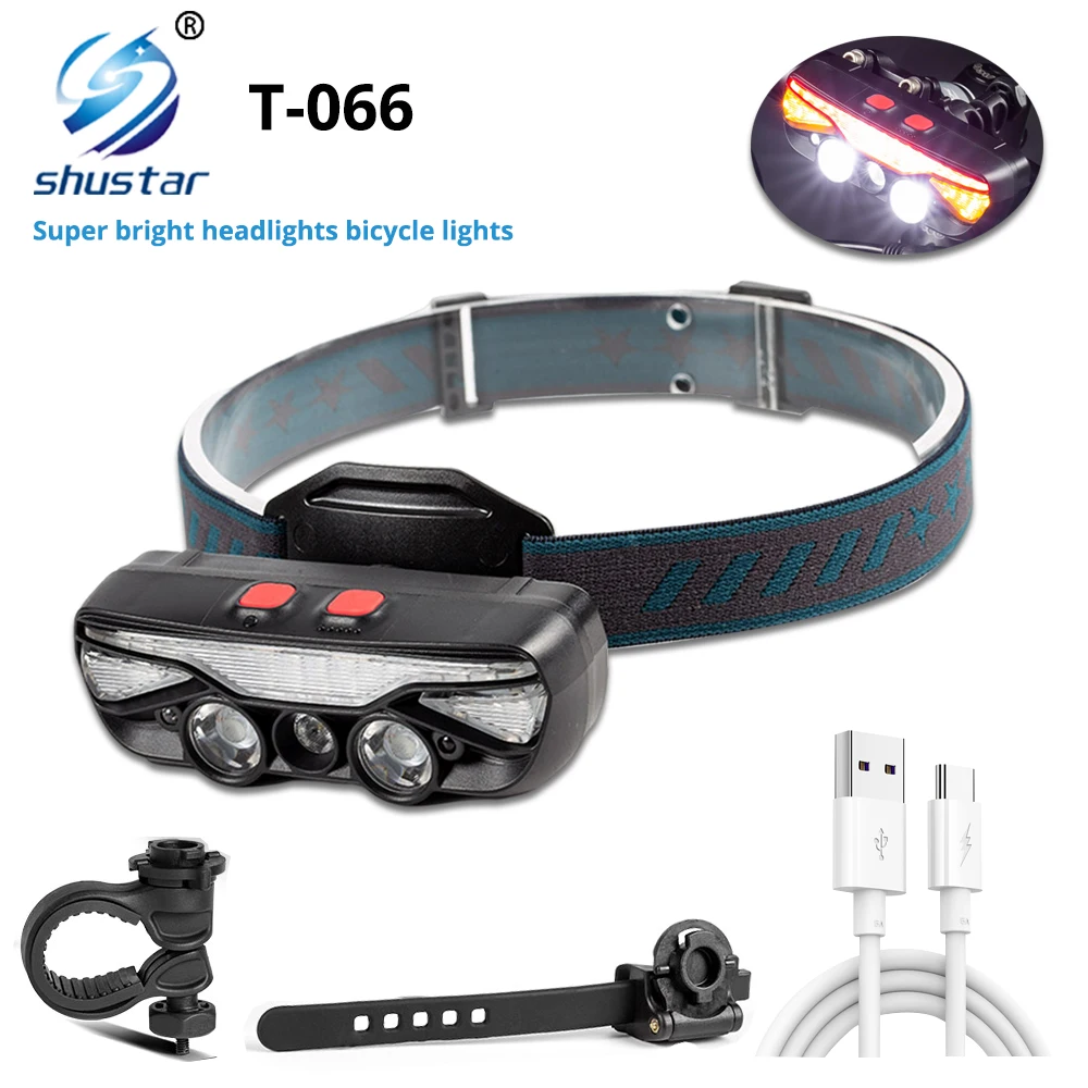 Rechargeable LED Headlamp with Wide Range Lighting Super Bright LED Headlight Waterproof Bicycle Light with Charge Display