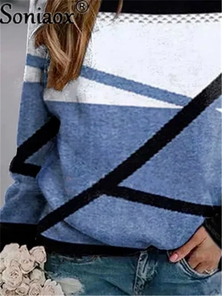 2021 Autumn Fashion Color Matching Print Hoodies Sweatshirts Patchwork Long Sleeve Tops Casual Loose Street Pullover