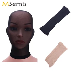 Women Men Erotic Lingerie See Through Sheer Stockings Headgear Sexy Cosplay Restraints Full Head Cover Elastic Hosiery Mask Hood