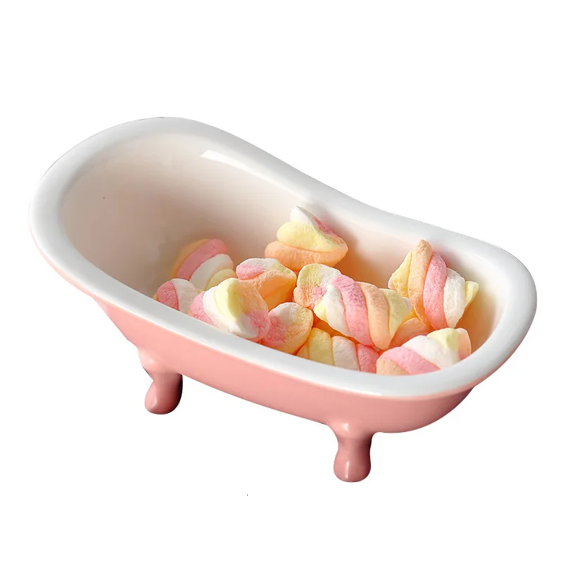 Colorful Mcaron Bathtub Ice Cream Dessert Bowls Ceramic Baking Bowl Specialty Restaurant Fruits Salad Snack Container Sauce Cup