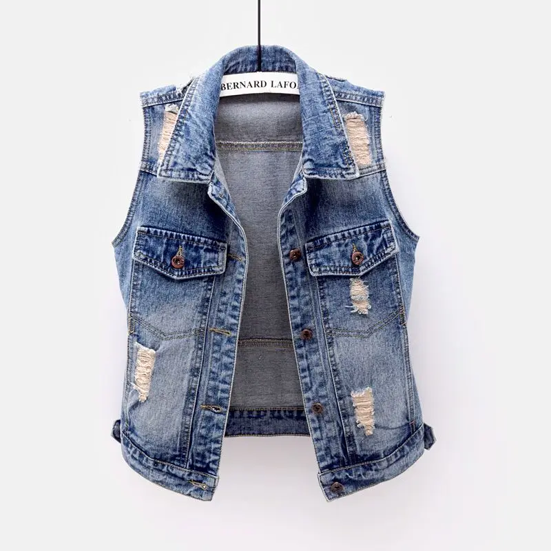 Spring Denim Vest Coat Women New Slim Denim Waistcoat Female Jeans Jacket Coat Woman Wild Sleeveless Vest Tops Womens Clothing