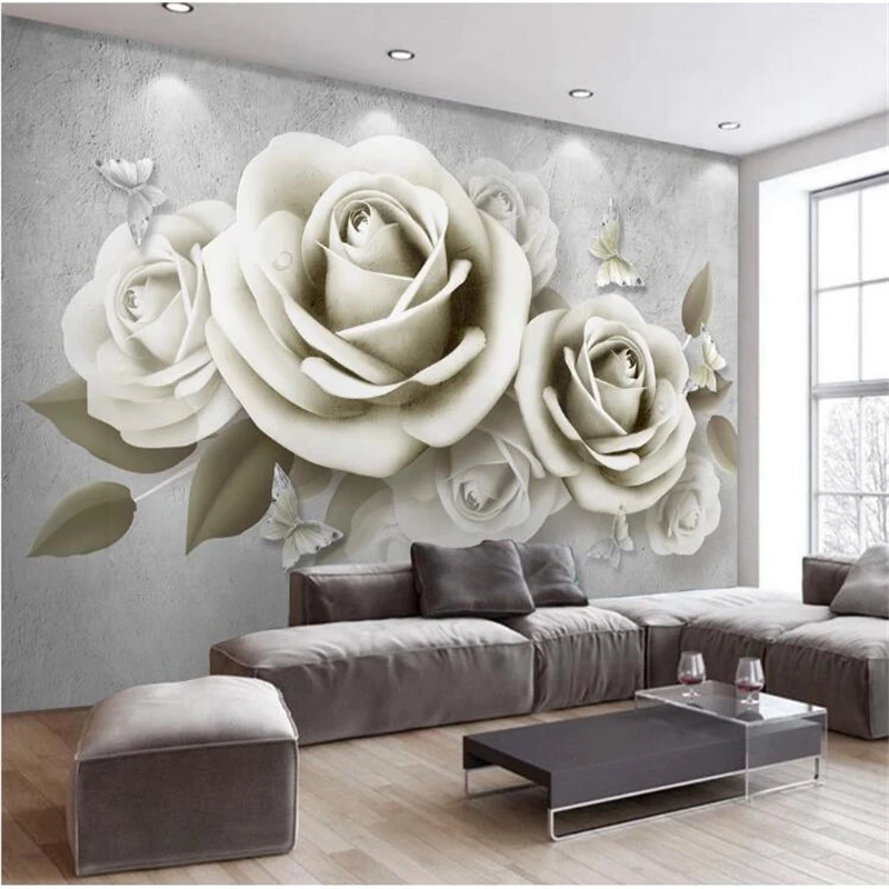 

wellyu Custom wallpaper papel de parede Modern minimalist embossed 3D stereo rose TV sofa background wall painting tapety