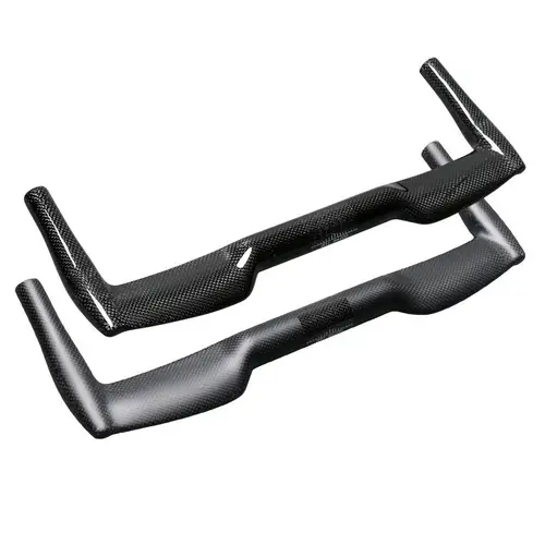 Imagen 1 del producto Nueva bicicleta de carretera brillante mate 3K manillar de apoyo de fibra de carbono estilo TT manillar de bicicleta de piñón fijo bocina de buey 25,4/31,8mm