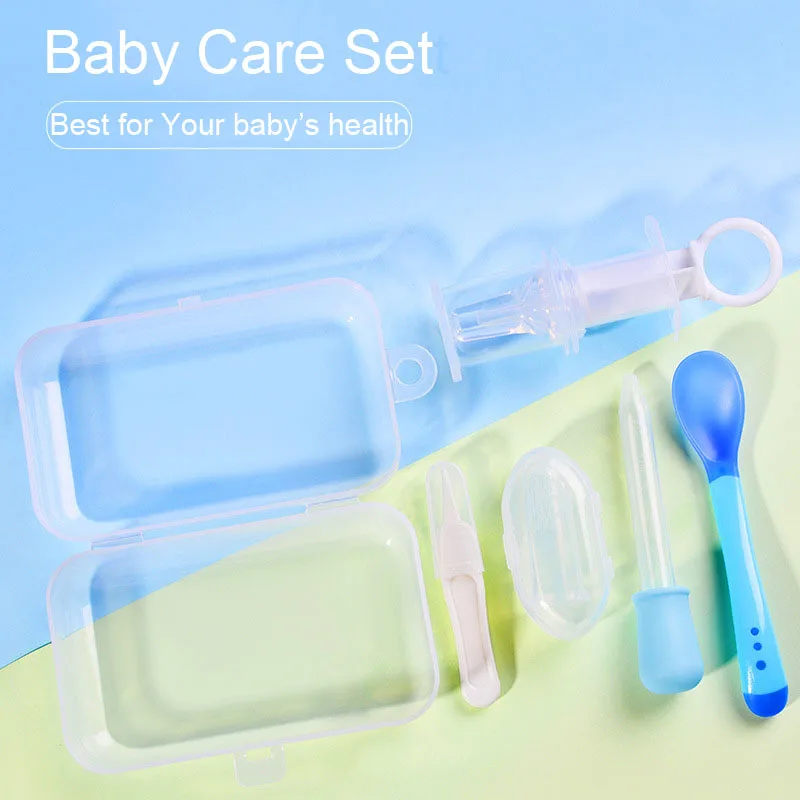 7Pcs/Set Baby kids Medicine Feeder Sets Toddler Infant Spoon Toothbrushes for Kids Baby Dispenser Needle Feeder Pacifier Feeding