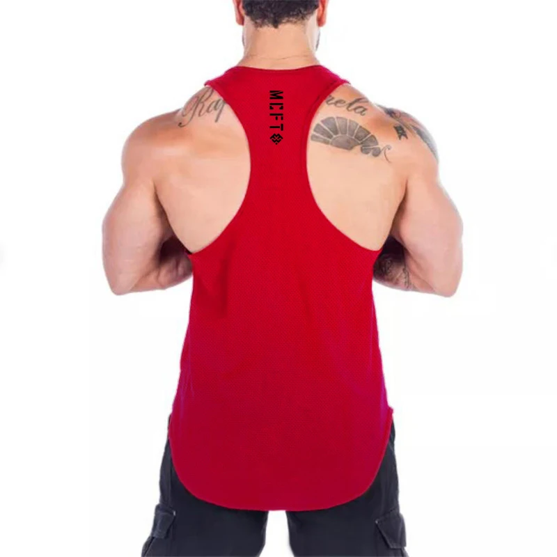 Mens Fashion Clothing Bodybuilding Sleeveless Shirt New Mesh Gym Tank Top Men Muscle Singlets Fitness Quick-drying Stretch Vest