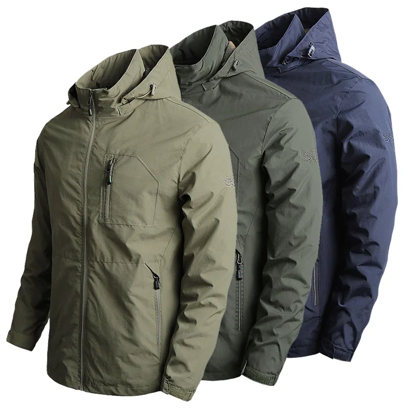 

Men's Softshell Jacket Autumn Spring Streetwear Tactical Bomber Windbreaker Jackets Men Hooded Hip-hop Pilot Windproof Coats