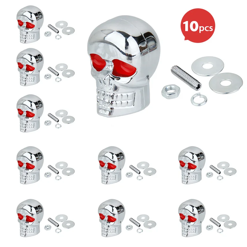 10 Set Motorcycle 6mm Bolt Skull License Plate Frame Bolts Screws Caps Fastener Nuts Bolts Nails Screw 6mm Bolt Moto Accessories