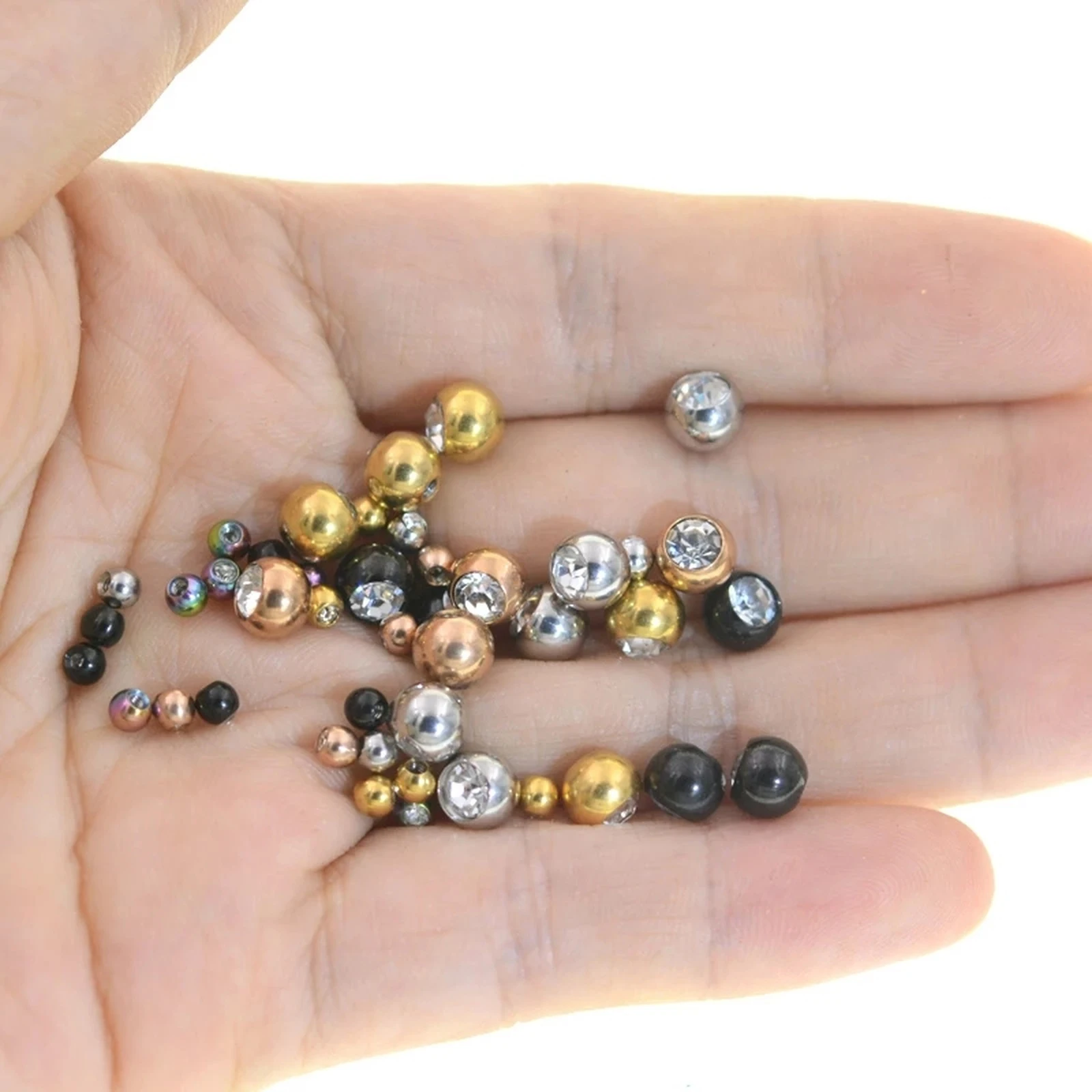 10pcs G23 Replacement Spare BALLS with Cubic Zirconia Labret Barbell Bar Piercing Attachments 16g(1.2mm) DIY Body Jewelry