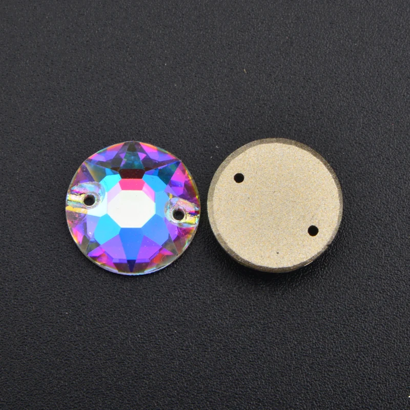 JUNAO 8mm 10mm 12mm Sewing K9 Glass Crystal AB Rhinestone Flatback Round Strass Diamond Sewn Crystal Stones for DIY Clothes