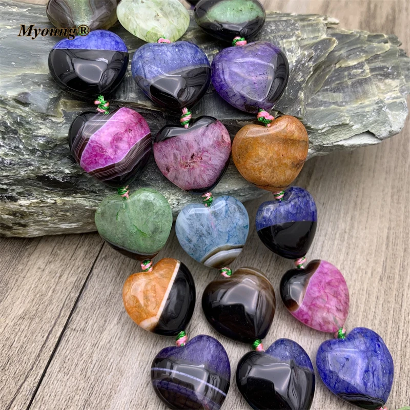 18MM 2Strands/Lot Multicolor Heart Shape Agates Druzy Slice Space Stone Beads For DIY Necklace Bracelet Jewelry Making MY210808