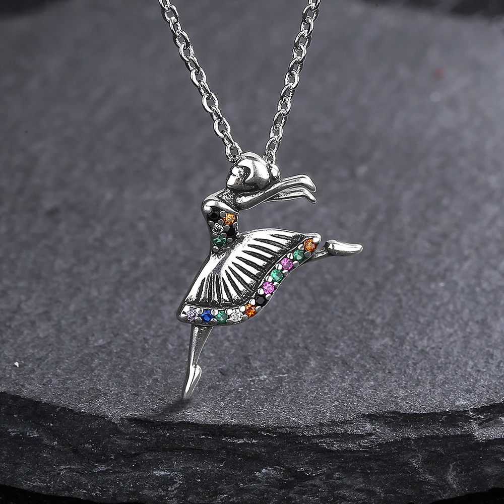 925 Sterling Silver Necklace Pendant Ballet Dancer Shape Fashion Lovely Special Party Anniversary Fine Jewelry Gifts Wholesale