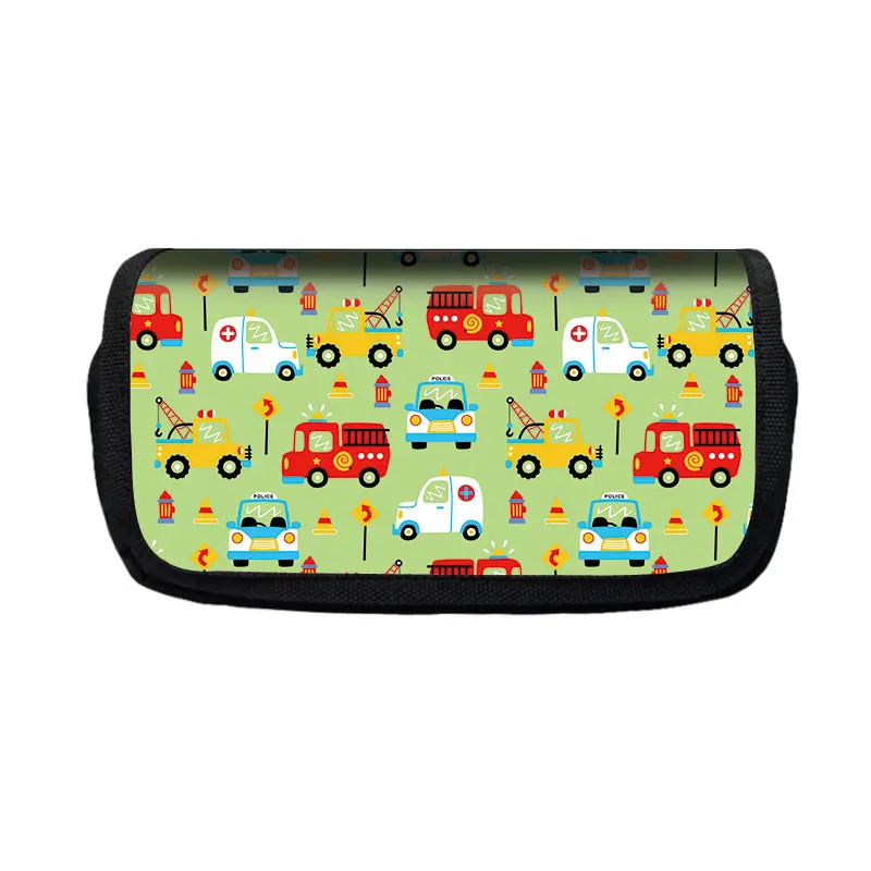 Cute Cartoon Excavator Crane Truck Cosmetic Case Pencil Bag Engineering Vehicle Pencil Box Kids Stationary Bag School Supplies