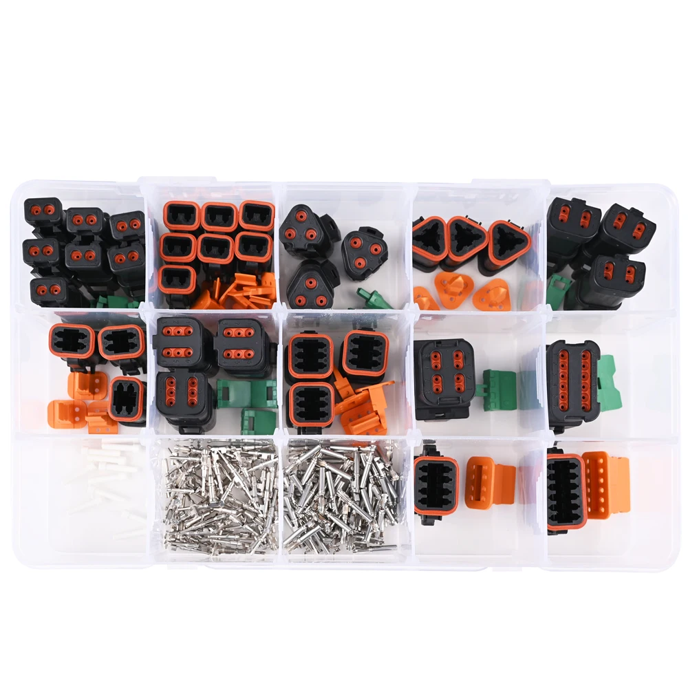 

JRready 234 PCS Black DT Connector Kit 2-12 Pin Waterproof Electronic Connectors with Stamped & Formed Contacts 14-18AWG