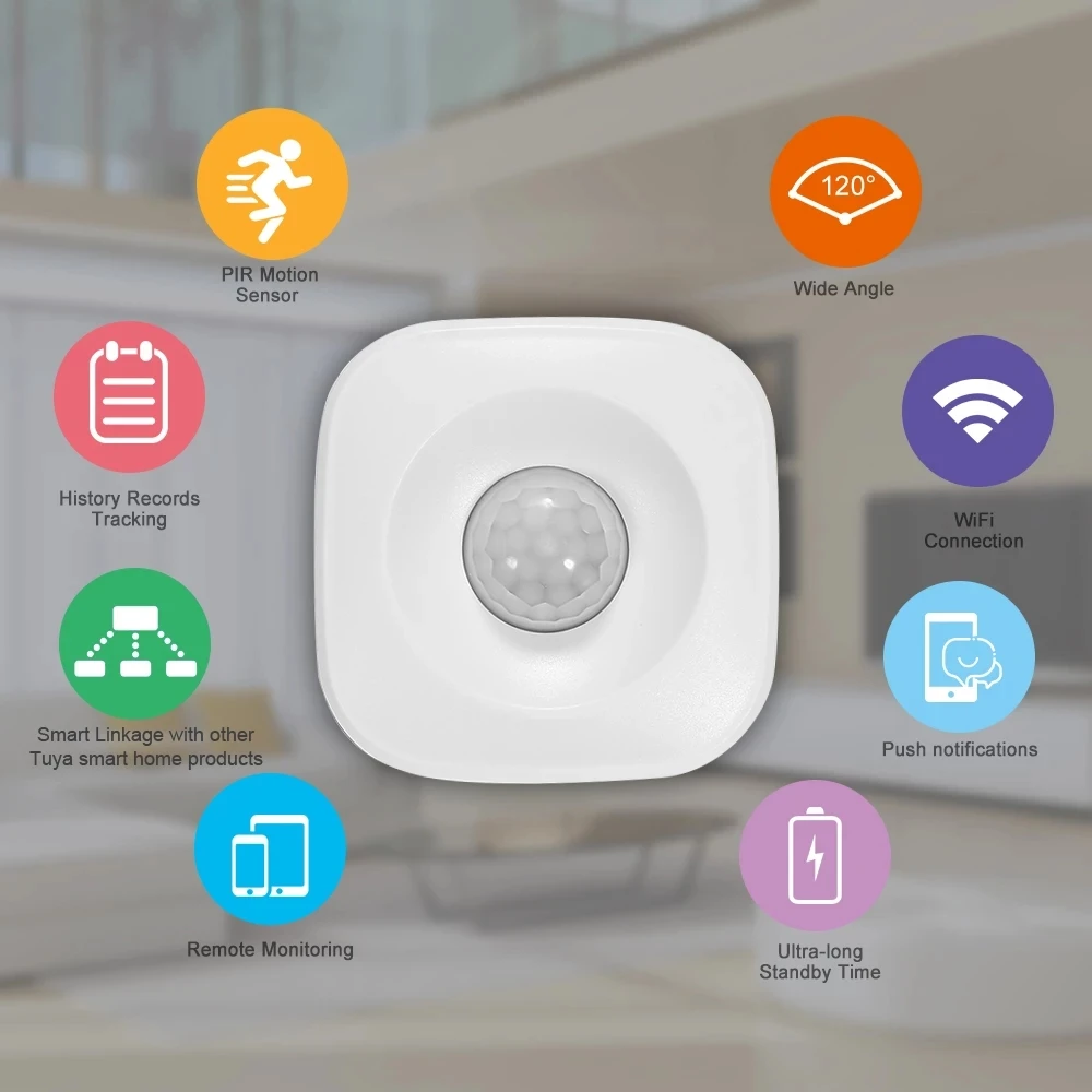 Tuya ZigBee Sensor de movimiento PIR, Detector infrarrojo inalámbrico, alarma antirrobo de seguridad, Control por aplicación Smart life Compatible