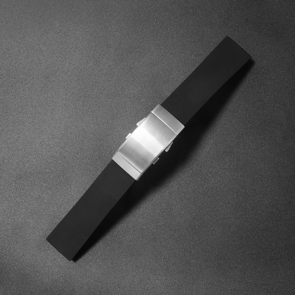 San Martin Uhrenarmbänder, Gummibänder, 20 mm, 22 mm, mit Faltschließe, Taucharmband, wasserdichter Handgelenkgürtel, weiches Armband, langlebig