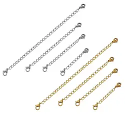10pcs Stainless Steel Extender Chain Adjustable Necklace Bracelet, Lobster Clasps Extension Link Set for DIY Jewelry Making