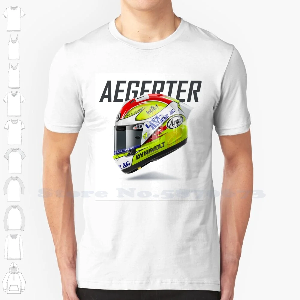 Dominik Aegerter # 77 100% Pure Cotton T-Shirt Dominik More Agitated Helmet Moto E 2020 Motorsport Bike Ride Race Racing