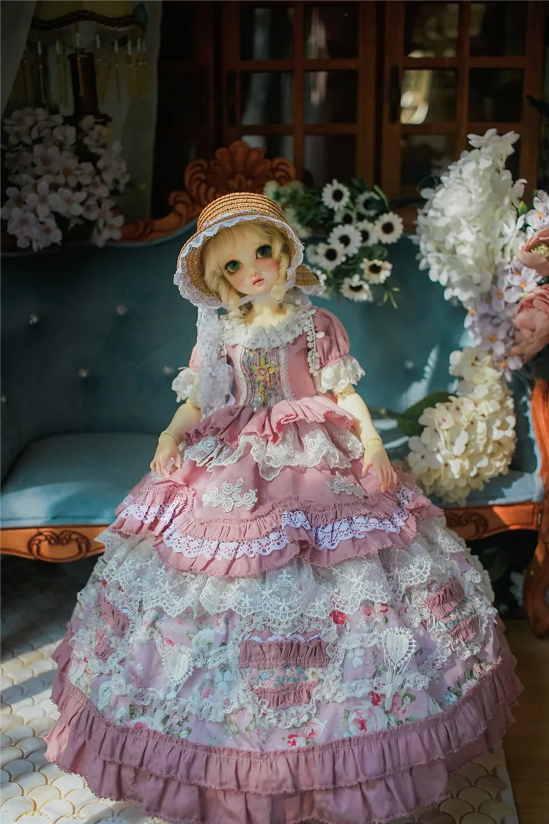 BJD Doll Clothing is suitable for1/3 1/4 1/6 size giant doll retro court doll dress 6 piece doll accessories