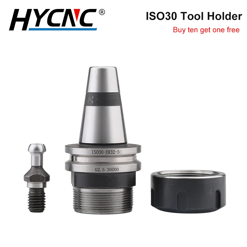 Balanced Chuck ISO30 ER32 High-Speed Tool Holder Chuck Lathe 30000RPM CNC Spindle Tool Holder Stainless Steel, With Pull Studs