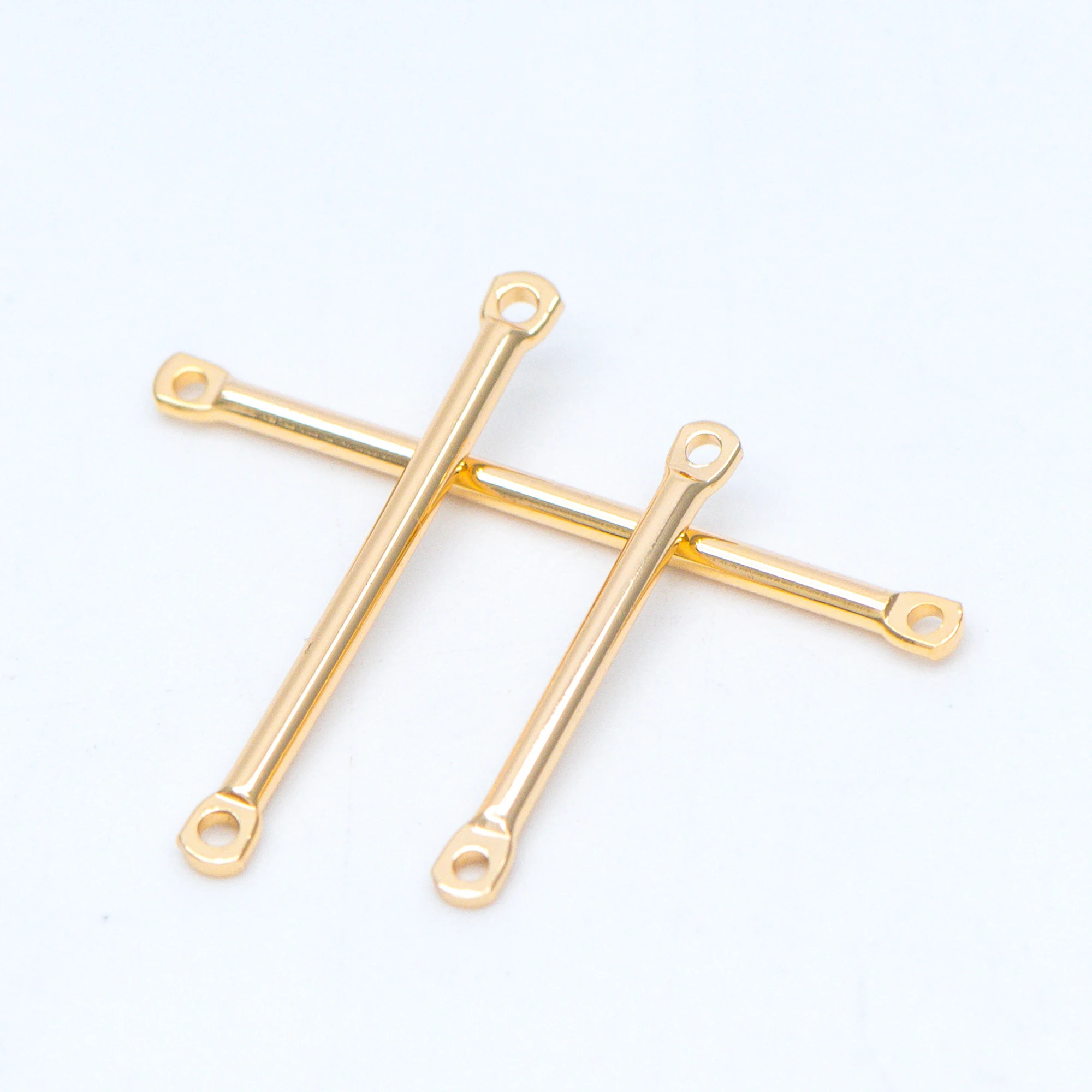 10pcs Gold Tube Bar Connectors, Gold Plated Brass Stick Charm Pendants For Jewelry Making, 20/ 25/ 30/ 40mm Multi Size (GB-642)