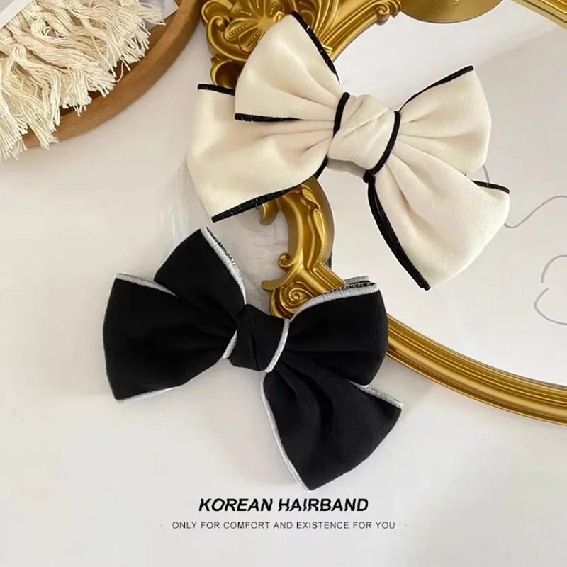 New Oversized Bow Knot Hairgrips Linen Barrette Woolen Cloth Ponytail Women Elegant Headwear Hairpins Hair Red White Acessories