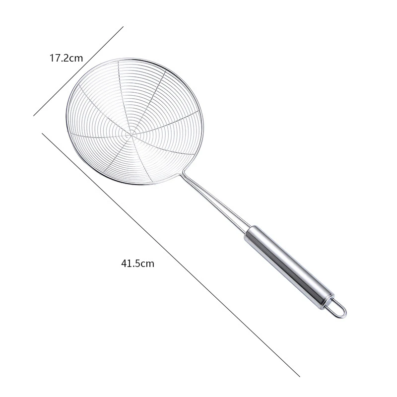 4-Size Stainless Steel Colander Mesh Strainer Oil Frying Spoon Round Net Filter Scoop Noodles Dumpling Sieve Kitchenware Tools