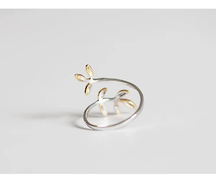 REETI 925 Sterling Silver Rings For Women  Leaf gold ring  Style Lady Prevent Allergy Sterling-silver-jewelry