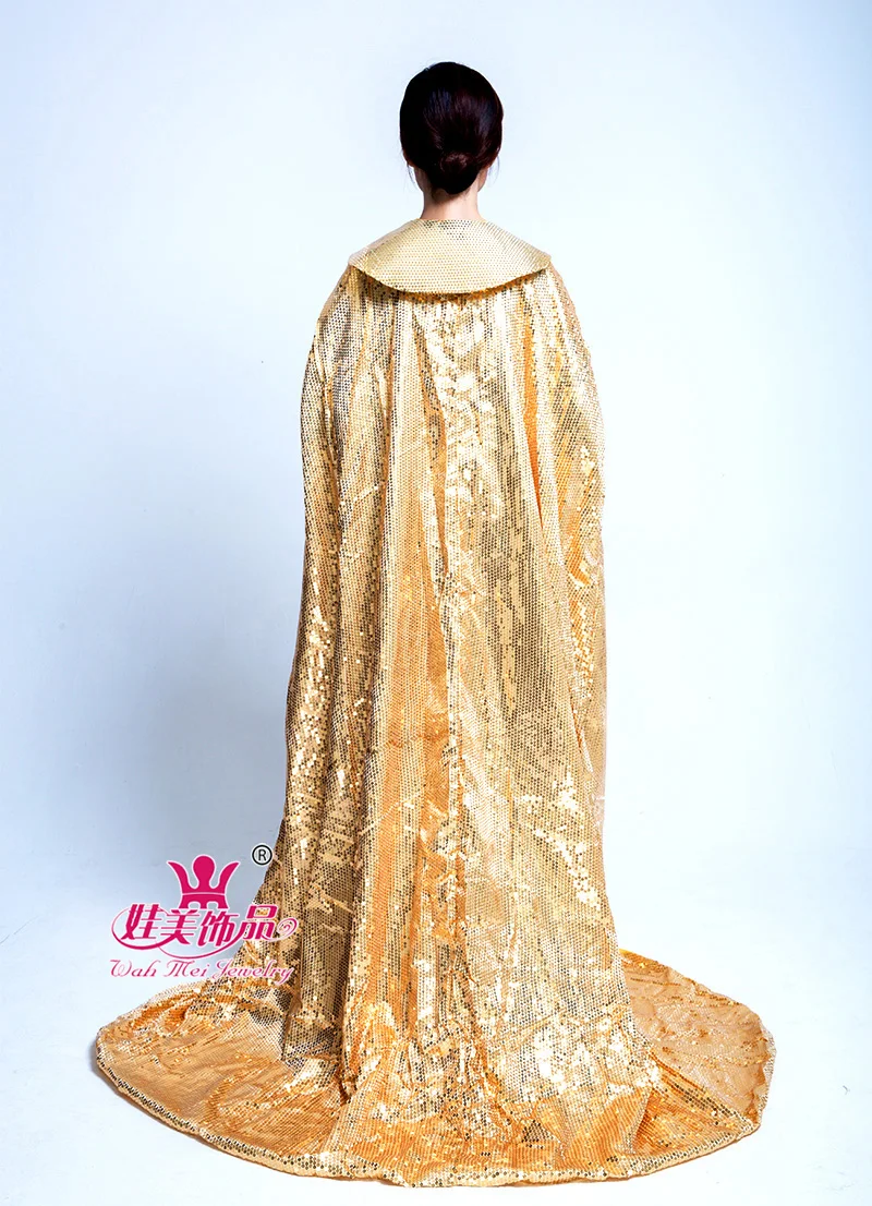 Adult Halloween sequined long cloak costume to participate in the beauty pageant prom or any performance sequin 180 cm cloak dif