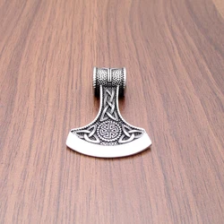 Punk 316L Stainless Steel Silver Color Black Viking Warrior Axe Vegvisir Rune Kolovrat Pendant Jewelry