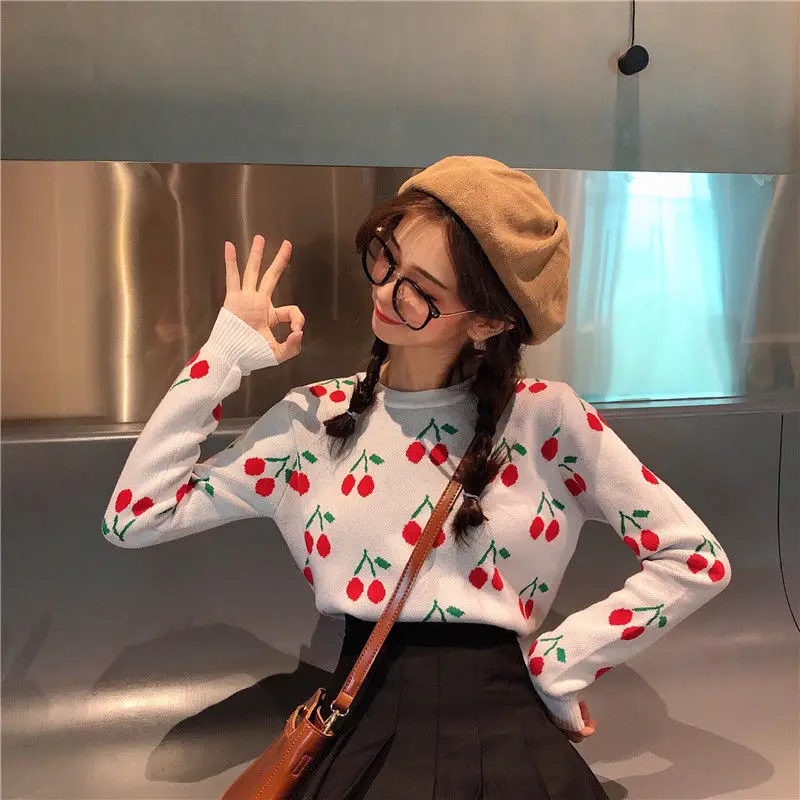 round Neck Sweater Pullover Loose Sweater Coat Women\'s Woman Sweaters Femme Chandails Pull Hiver