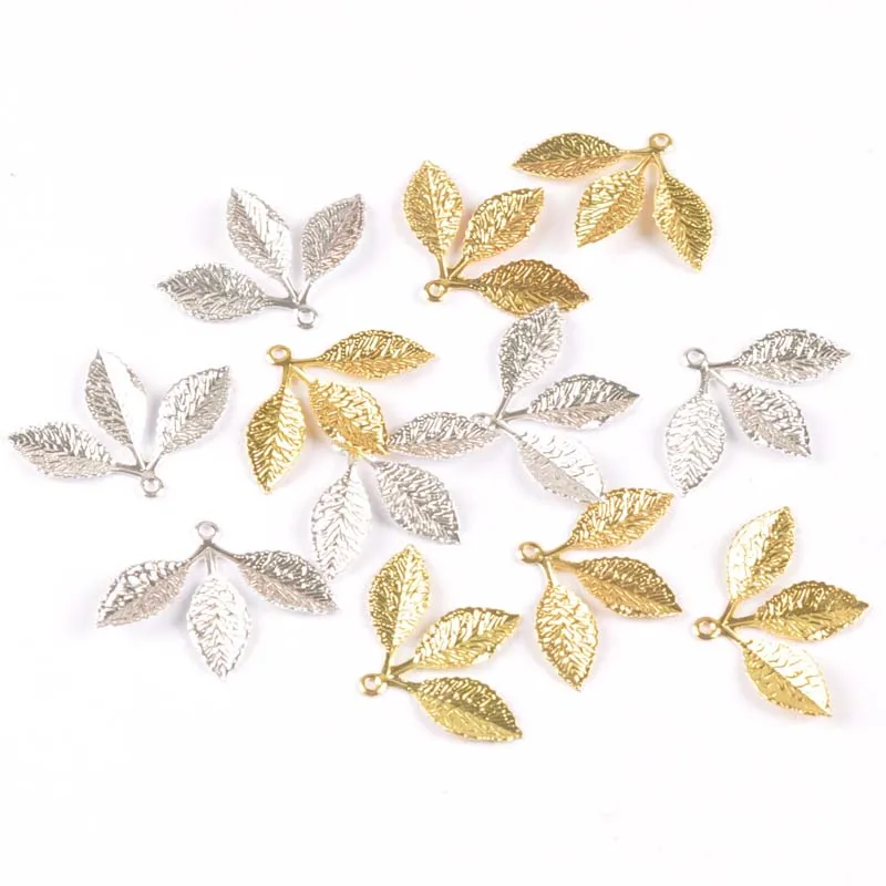 20pcs 31x23mm Gold/silver Leaf Filigree Wraps Connectors Metal Crafts Gift Decoration DIY handmade Findings Scrapbooking ykl0784