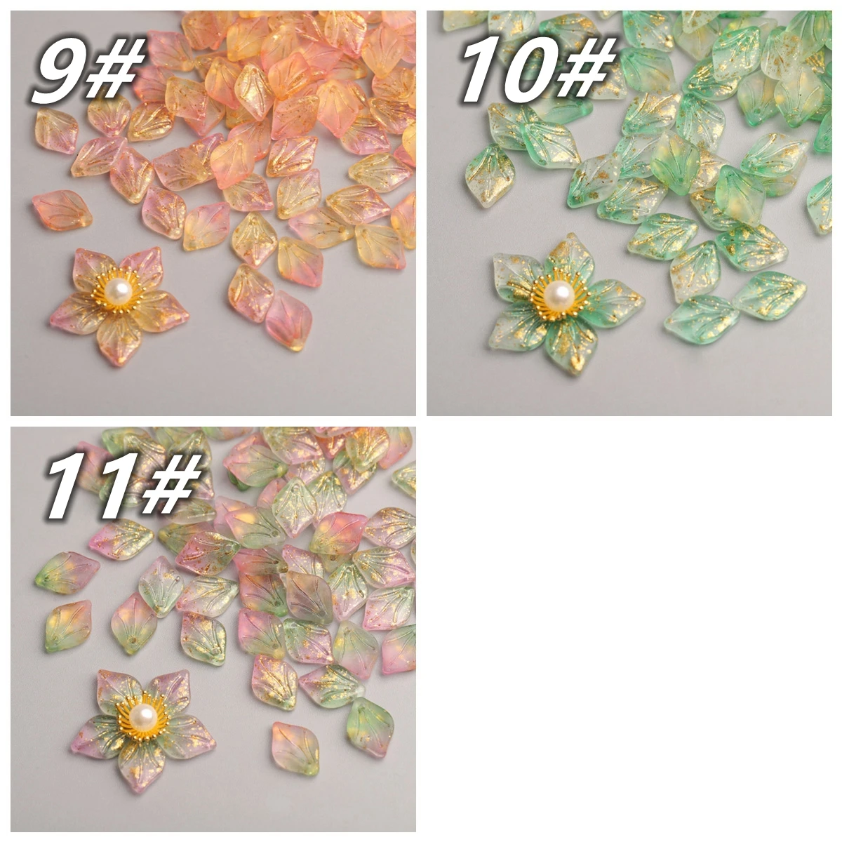 10pcs 10x14mm Flower Petal Shape Crystal Lampwork Glass Loose Top Drilled Pendants Beads lot for Jewelry Making Findings DIY