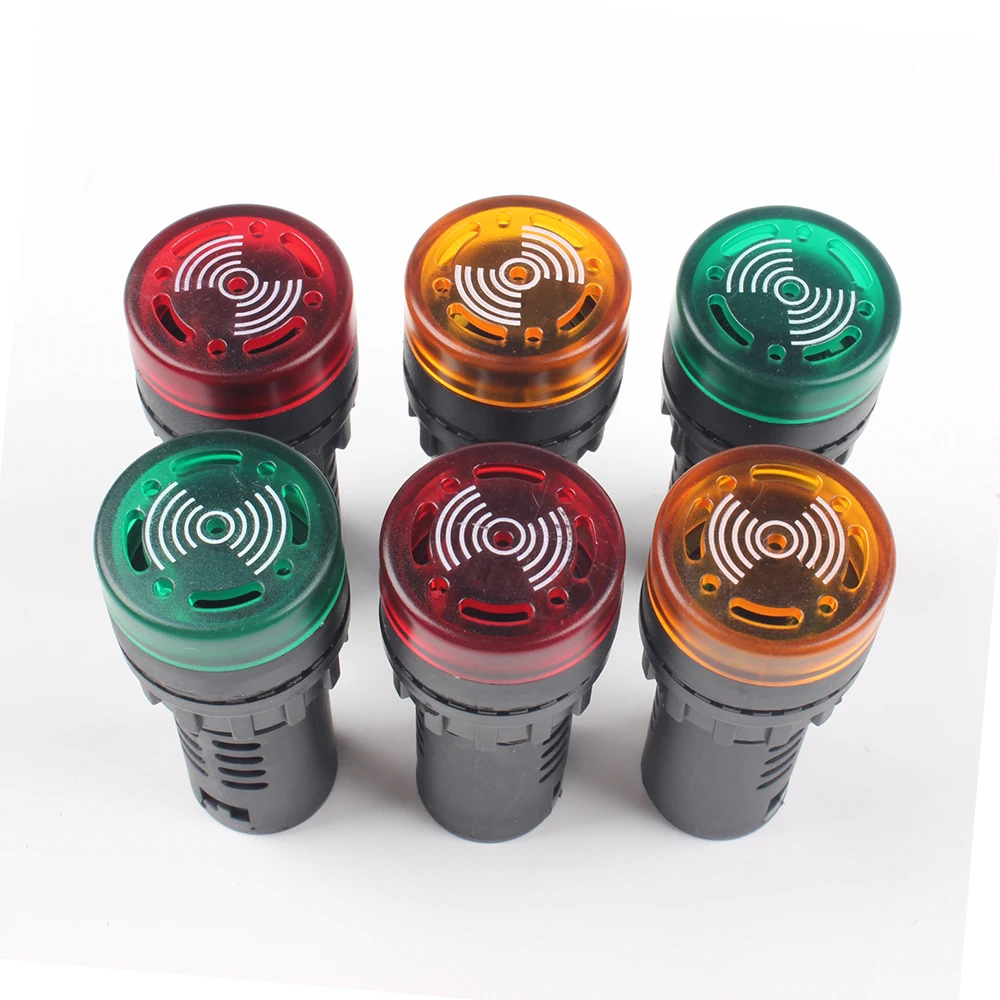 1pc 12V 24V 220V 22 ミリメートルフラッシュシグナルライトカラフルな AD16-22SM 赤色 Led アクティブブザー音アラームインジケータ赤緑黄