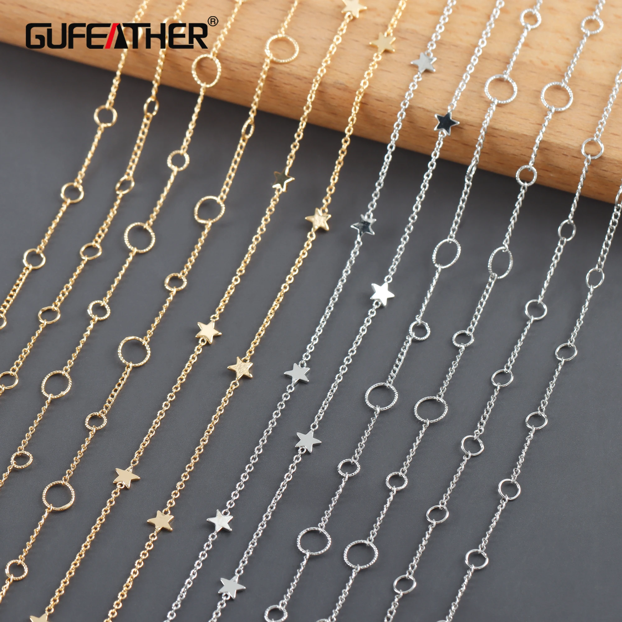 GUFEATHER C239,diy chain,pass REACH,nickel free,18k gold rhodium plated,copper,charm,diy bracelet necklace,jewelry making,1m/lot