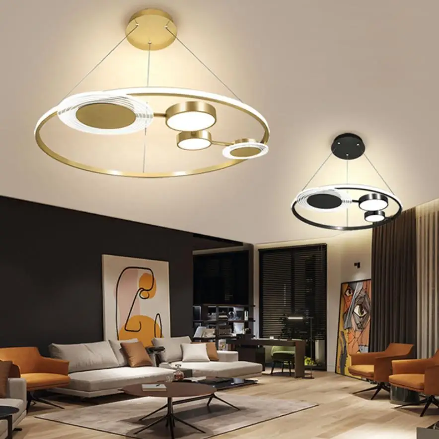 

Nordic gold light роскошная люстра для гостиной личность креативная столовая спальня светильник черный современный простой круглый светильник