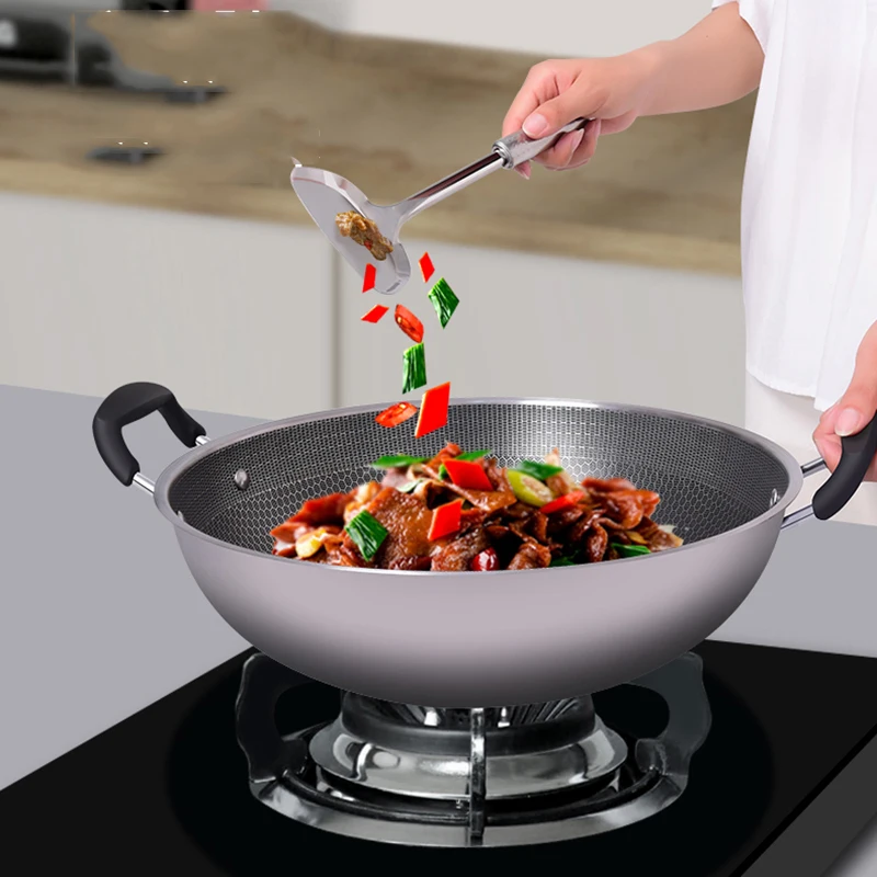 

Gourmet Nonstick Wok Stove Cooking Kitchen Gas Burner Wok Stove Stainless Classic Wok Vitroceramica House Accessories ZGF5OC