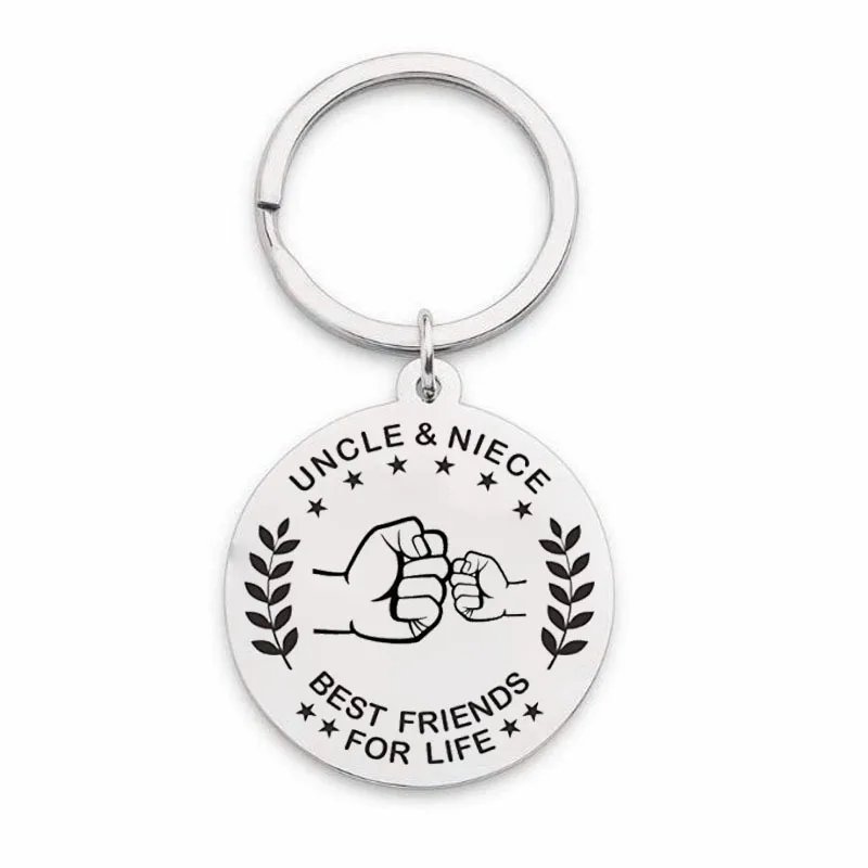 Stainless Steel UNCLE NIECE NEPHEW  BEST FRIENDS FOR LIFE Gifts Keychain