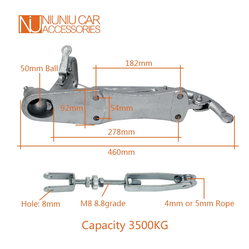 3500Kg 50mm Trailer Electric Casting Coupling Hitch Coupler W/N Brake Level Parts RV Accessories Camper Caravan Components