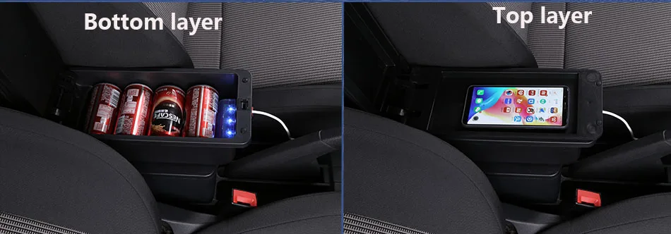 per Peugeot 307 CC Scatola Bracciolo Auto Scatola Bracciolo Auto Scatola Portaoggetti Aggiuntiva Telescopica USB Scatola Bracciolo Auto Modificatio Auto Scatola Bracciolo (Color : B3-Black Red 7 USB